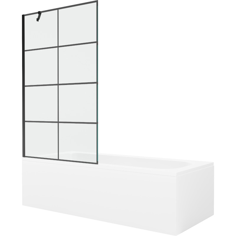 Mexen Vega baignoire rectangulaire 170 x 70 cm avec habillage et paroi 1 volet 100 cm, motif noir - 550117077X9510007077
