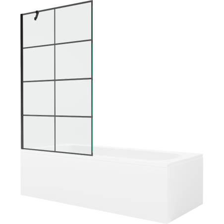 Mexen Vega baignoire rectangulaire 170 x 70 cm avec habillage et paravent simple 100 cm, motif noir - 550117077X9510007077