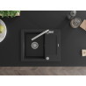 Mexen Enzo Évier en granit 1 bac avec égouttoir et robinet de cuisine Flora, noir/argent métallisé - 6506-73-670401-00