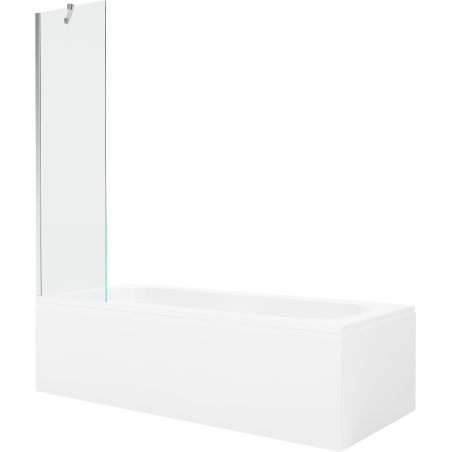 Mexen Vega baignoire rectangulaire 180 x 80 cm avec écran et paravent 1-volet 50 cm, transparent, chromé - 550118080X9505000001