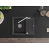 Mexen Enzo évier en granit à 1 bac avec égouttoir et robinet de cuisine Flora, noir moucheté - 6506-76-670401-00