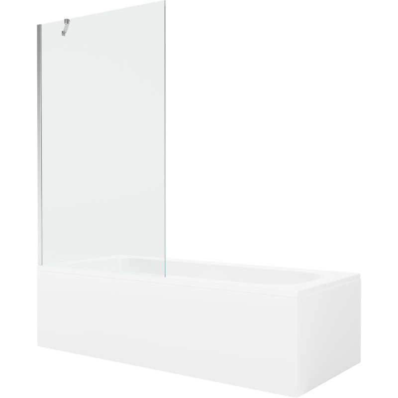 Mexen Vega baignoire rectangulaire 180 x 80 cm avec habillage et paravent à 1 volet 100 cm, transparent, chrome - 550118080X951?