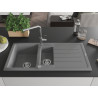 Mexen Andres évier en granit 1,5 cuve avec égouttoir et robinet de cuisine Flora, gris - 6515-71-670401-00