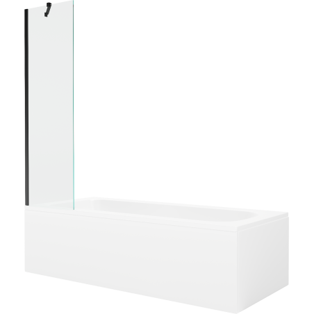 Baignoire rectangulaire Mexen Vega 180 x 80 cm avec panneau et paroi 1-volet 50 cm, transparent, noir - 550118080X9505000070