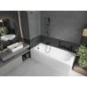 Baignoire rectangulaire Mexen Vega 180 x 80 cm avec panneau et paroi 1-volet 50 cm, transparent, noir - 550118080X9505000070