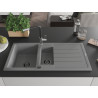 Mexen Andres évier en granit 1,5 bacs avec égouttoir et robinet de cuisine Flora, gris - 6515-71-670401-07-B