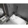 Baignoire rectangulaire Mexen Vega 180 x 80 cm avec habillage et écran 1 volet 60 cm, transparent, noir - 550118080X9506000070