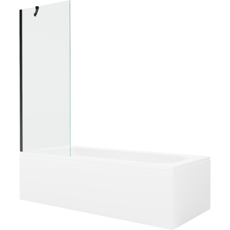 Mexen Vega baignoire rectangulaire 180 x 80 cm avec habillage et paroi de douche à 1 volet 70 cm, transparent, noir