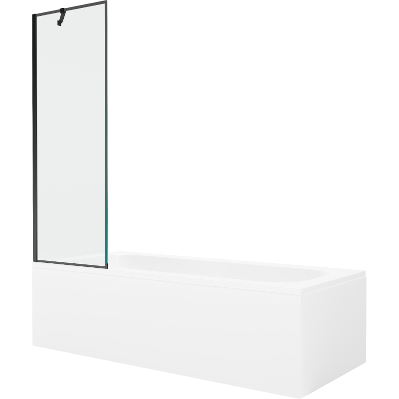 Mexen Vega baignoire rectangulaire 180 x 80 cm avec habillage et pare-bain à 1 volet 60 cm, motif noir - 550118080X9506007070