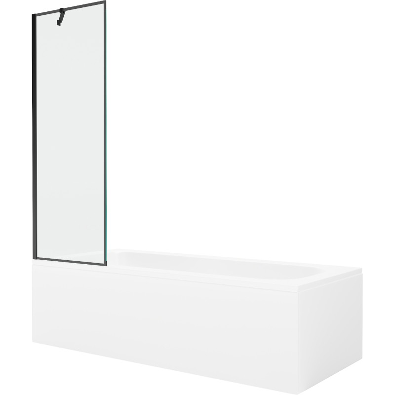 Mexen Vega baignoire rectangulaire 180 x 80 cm avec tablier et pare-baignoire 1 volet 60 cm, motif noir - 550118080X9506007070