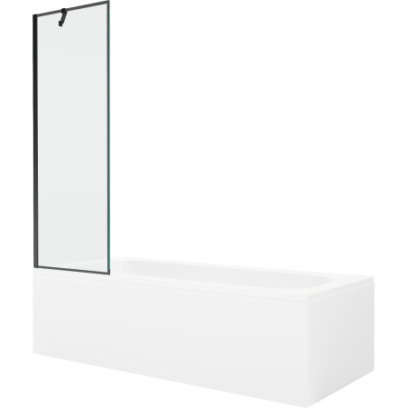 Mexen Vega baignoire rectangulaire 180 x 80 cm avec habillage et pare-bain à 1 volet 60 cm, motif noir - 550118080X9506007070