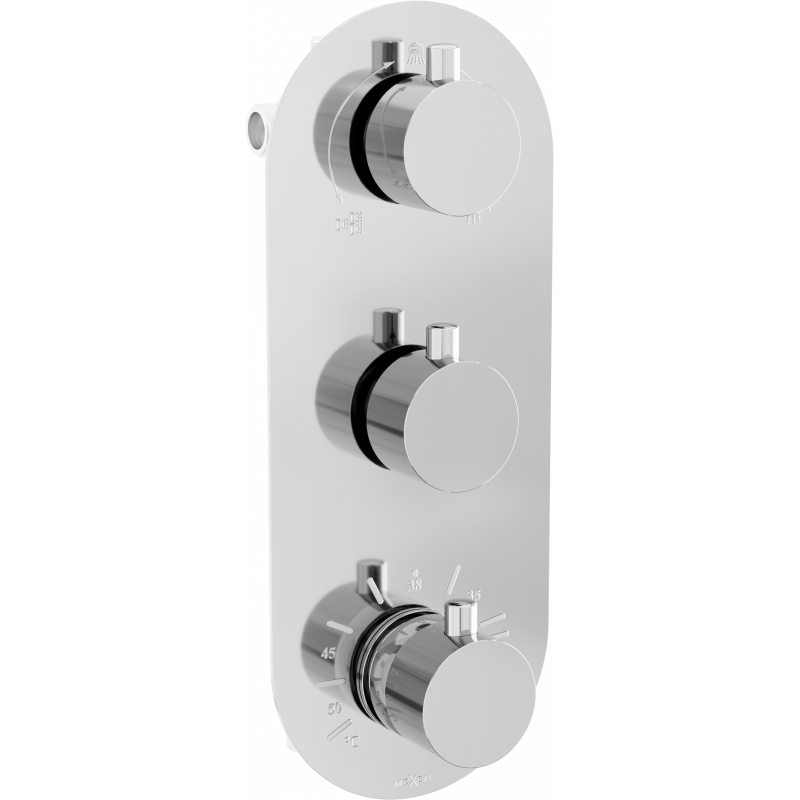 Mexen Kai robinet de baignoire-douche thermostatique 3 sorties, chrome - 77603-00
