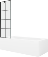 Mexen Vega baignoire rectangulaire 180 x 80 cm avec cache et paravent 1 volet 60 cm, motif noir - 550118080X9506007077