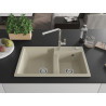 Mexen Tomas évier en granit à 2 bacs avec robinet de cuisine Flora, beige - 6516-69-670401-00
