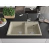 Mexen Tomas évier en granit 2 bacs avec robinet de cuisine Flora, beige - 6516-69-670401-07