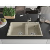 Mexen Tomas évier en granit à 2 bacs avec robinet de cuisine Flora, beige - 6516-69-670401-07