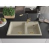 Mexen Tomas évier en granit 2 bacs avec robinet de cuisine Flora, beige - 6516-69-670401-57-G