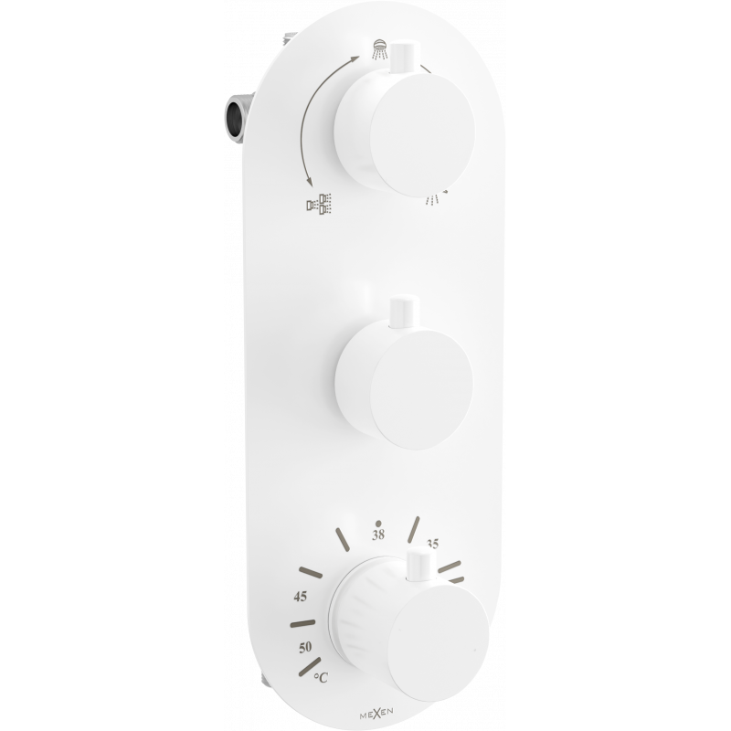 Mexen Kai robinet thermostatique bain-douche à 3 sorties, blanc - 77603-20
