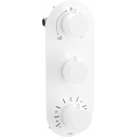 Robinet baignoire-douche thermostatique 3 sorties Mexen Kai, blanc - 77603-20