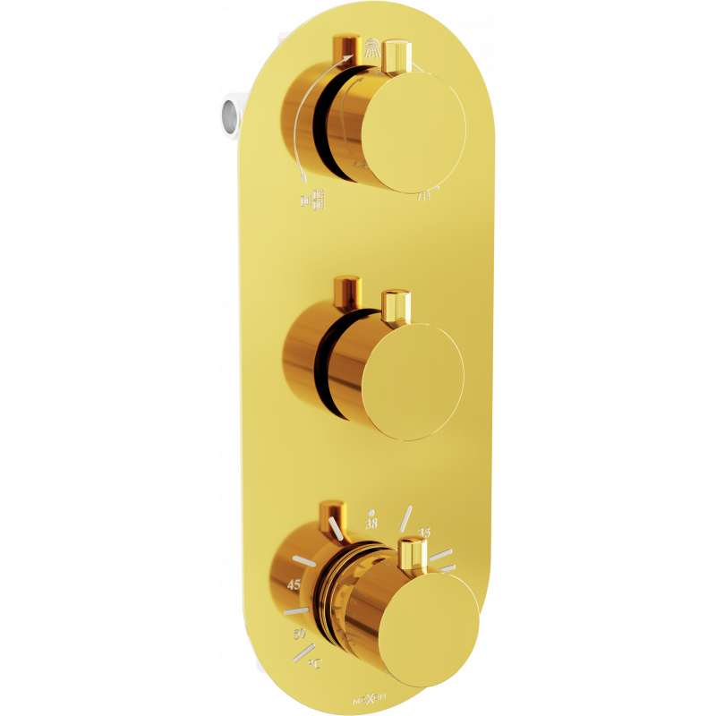 Mexen Kai mitigeur thermostatique bain-douche 3 sorties. or - 77603-50