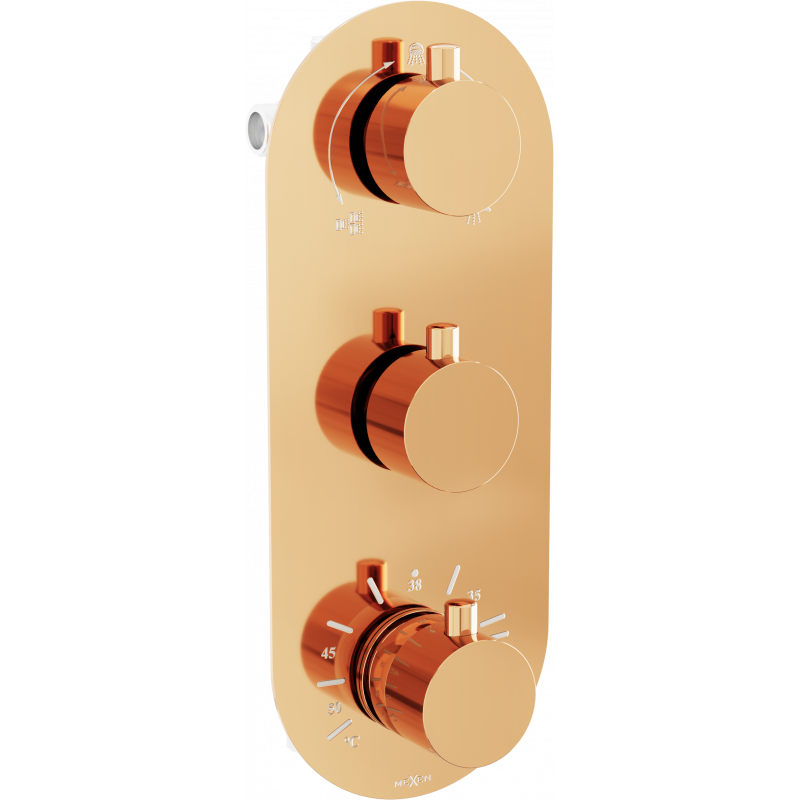 Batterie de bain-douche thermostatique Mexen Kai 3 voies, or rose - 77603-60