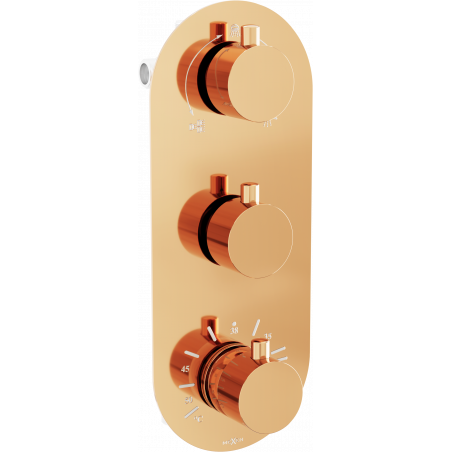 Mexen Kai robinet de baignoire-douche thermostatique 3-sorties, or rose - 77603-60