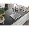 Mexen Milo Évier granitique 1-bac avec mitigeur de cuisine Aster, blanc - 6505-20-73450-07-B