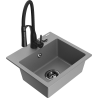 Mexen Milo évier en granit 1 bac avec robinet de cuisine Aster, gris - 6505-71-73450-70-B