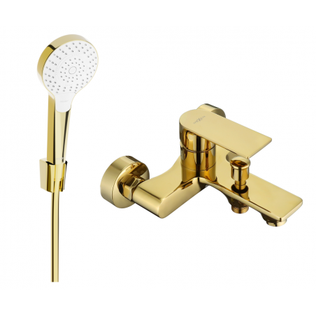 Mexen Royo R05 batterie de baignoire avec ensemble douche, or - 7223R05-50