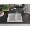 Mexen Carlos évier en granit 1,5 bacs avec robinet de cuisine Flora, blanc - 6518-20-670401-02