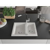 Mexen Carlos évier en granit 1,5-cuves avec robinet de cuisine Flora, blanc - 6518-20-670401-07