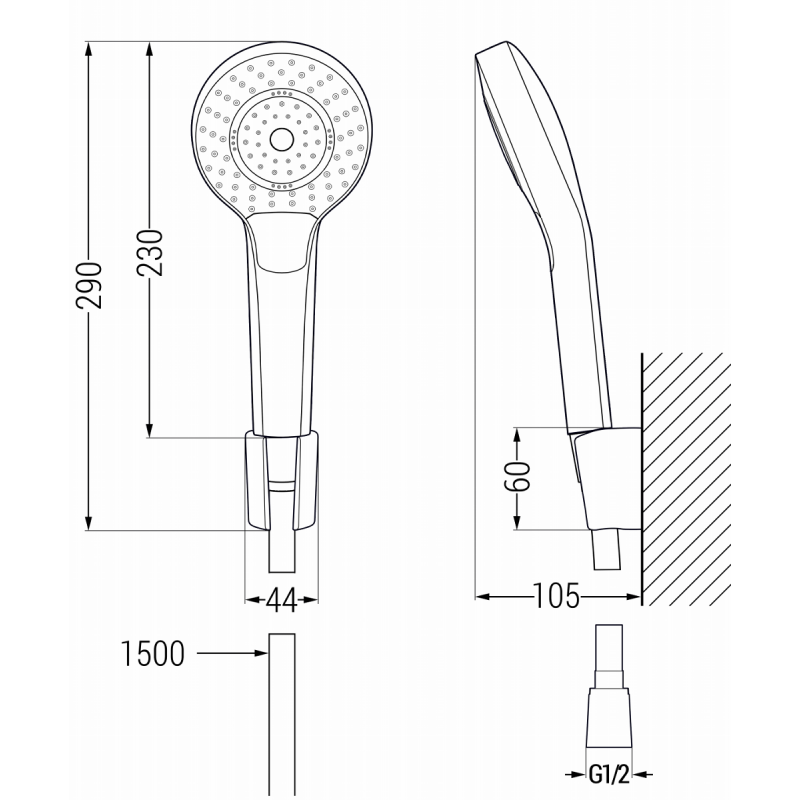 Mexen Royo R05 robinet de baignoire avec ensemble de douche, noir - 7223R05-70