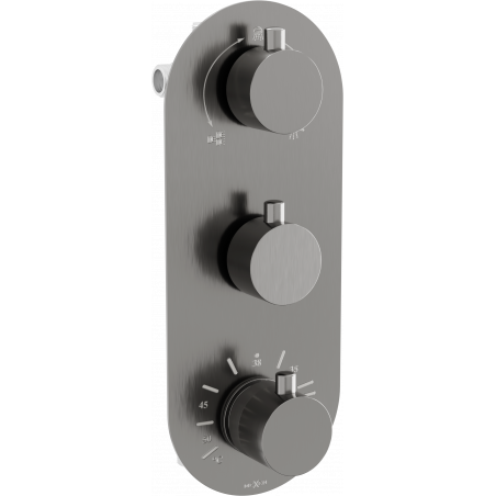 Mexen Kai mitigeur thermostatique baignoire-douche à 3 sorties, gris canon brossé - 77603-66