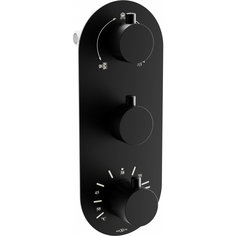 Mexen Kai mitigeur thermostatique baignoire-douche 3 sorties, noir - 77603-70