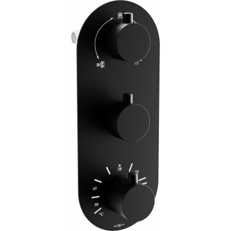 Mexen Kai mitigeur thermostatique baignoire-douche 3 sorties, noir - 77603-70
