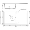 Mexen Leo évier de cuisine granite 1-bac avec égouttoir et robinet Elia, beige - 6501-69-670101-00