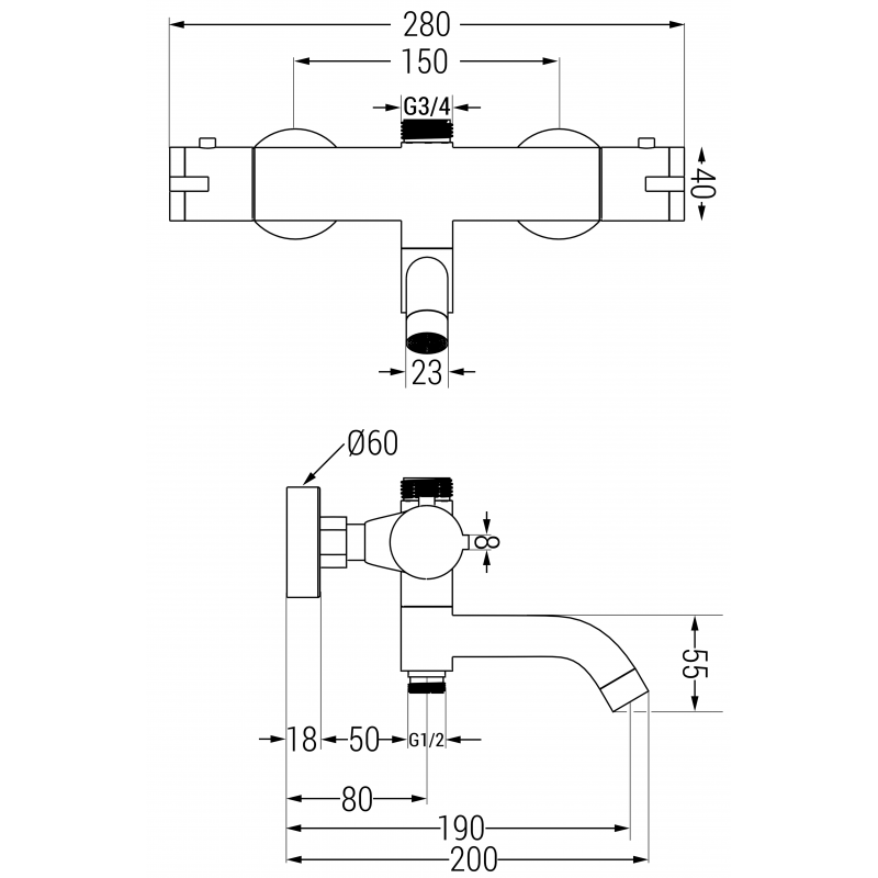Mexen Kai mitigeur thermostatique bain-douche, doré - 77900-50