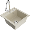 Mexen Vito évier en granit 1-bac avec robinet de cuisine Elia, beige - 6503-69-670101-00