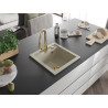 Mexen Vito Évier de cuisine en granit 1 bac avec robinet de cuisine Elia, beige - 6503-69-670101-50
