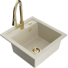 Mexen Vito évier en granit à 1 cuve avec robinet mélangeur Elia, Beige - 6503-69-670101-50