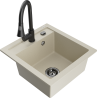 Mexen Vito évier en granit 1 bac avec robinet de cuisine Elia, beige - 6503-69-670101-70