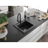 Mexen Vito évier en granit 1 bac avec mitigeur de cuisine Elia, noir/métallisé argent - 6503-73-670101-70