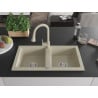 Mexen Mario évier en granit 2 cuves avec robinet de cuisine Elia, beige - 6504-69-670101-69