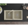 Mexen Mario évier en granit 2 cuves avec robinet de cuisine Elia, beige - 6504-69-670101-69