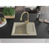 Mexen Enzo évier en granit 1-bac avec égouttoir et robinet de cuisine Elia, beige - 6506-69-670101-50