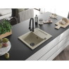 Mexen Enzo évier en granit 1 bac avec égouttoir et robinet de cuisine Elia, beige - 6506-69-670101-70