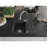 Mexen Enzo évier en granit 1-bassin avec égouttoir et robinet de cuisine Elia, noir/métallique doré - 6506-75-670101-00