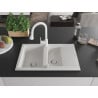 Mexen Gaspar évier en granit 1,5 bac avec égouttoir et robinet de cuisine Elia, blanc - 6507-20-670101-20