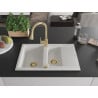 Mexen Gaspar évier en granit 1,5 bassins avec égouttoir et robinet de cuisine Elia, blanc - 6507-20-670101-50