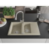 Mexen Gaspar Évier en granit 1,5 bac avec égouttoir et robinet de cuisine Elia, beige - 6507-69-670101-00